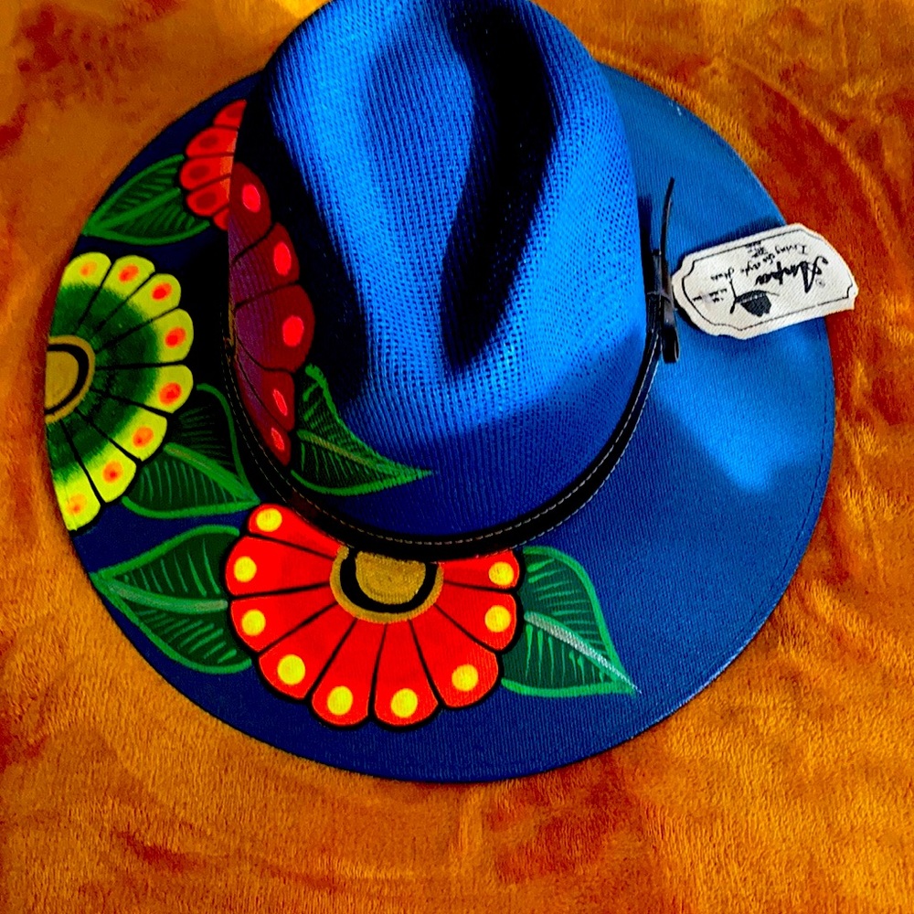 “Authentic Mexican”hand painted Panama style hat!